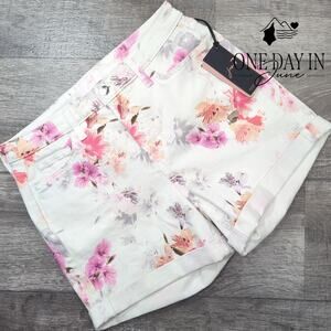 Jen 7 Floral Denim Shorts Size 6